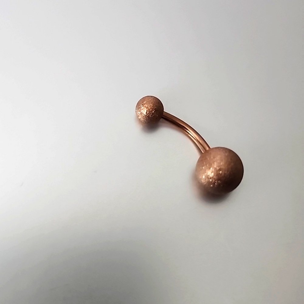 BELLY BUTTON RING STAINLESS STEEL 14G  Disco Ball SPARKLE ROSE  GOLD - Picture 3 of 5